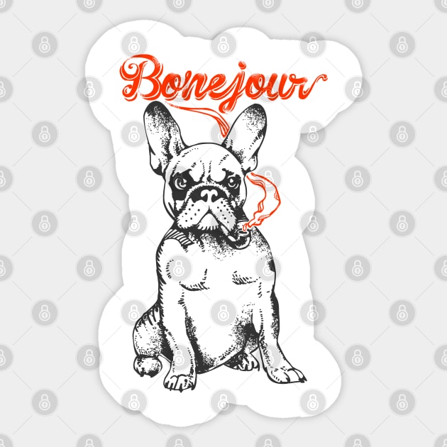 Bonejour Bulldog Sticker by huebucket